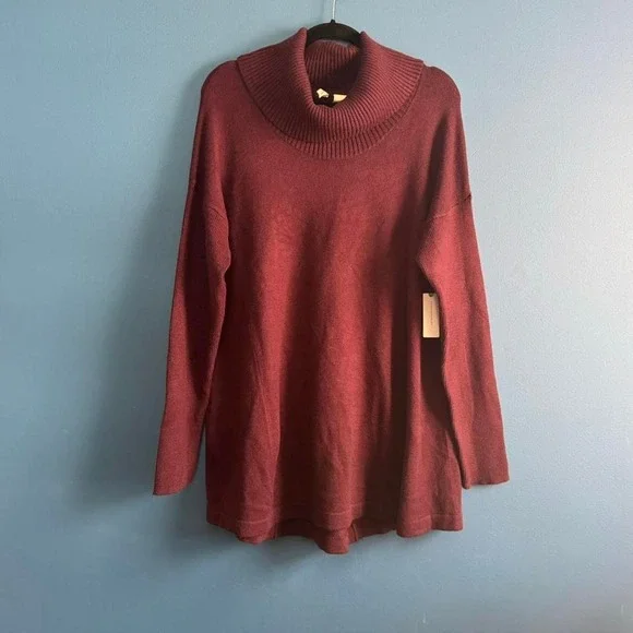 Moth Anthropologie Sweater Dress Women's Size XL NWT Burgundy Knit Turtleneck - Picture 1 of 8